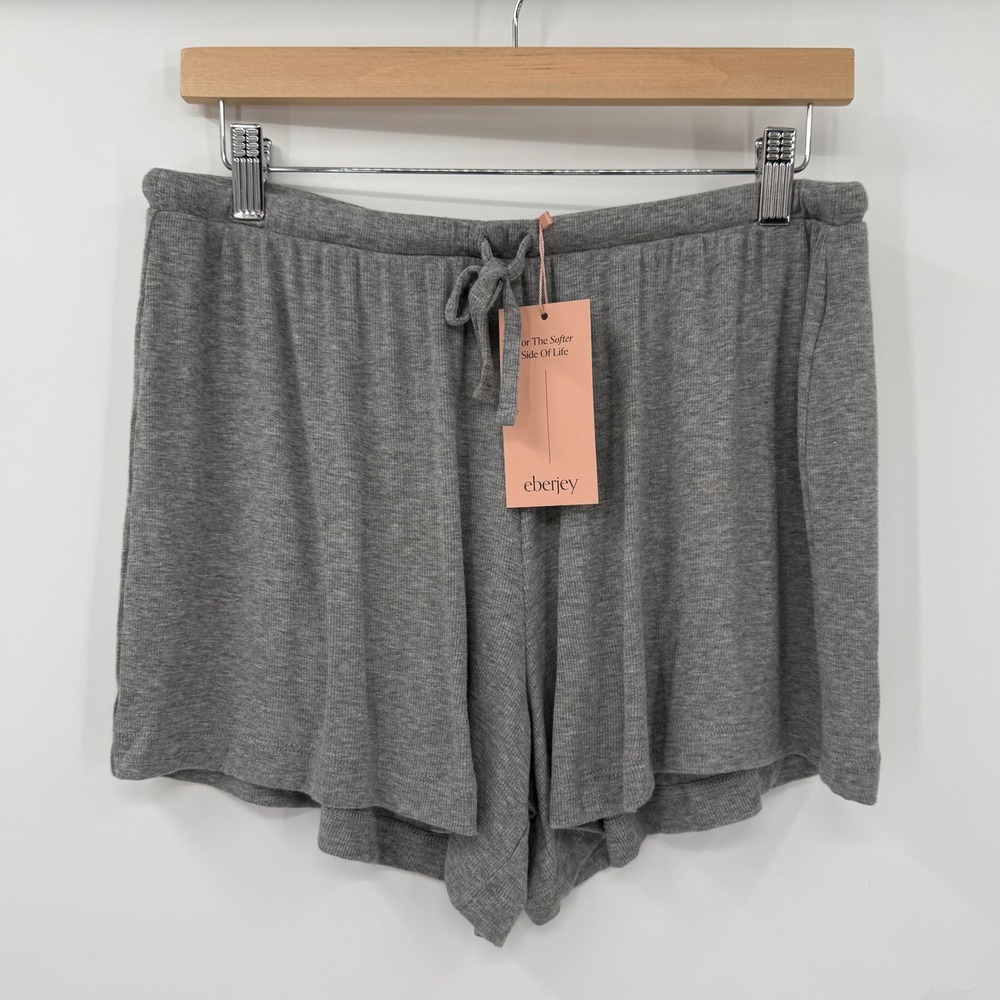 NWT Eberjey Dream Rib Relaxed Shorts Dark Heather Grey Modal Medium